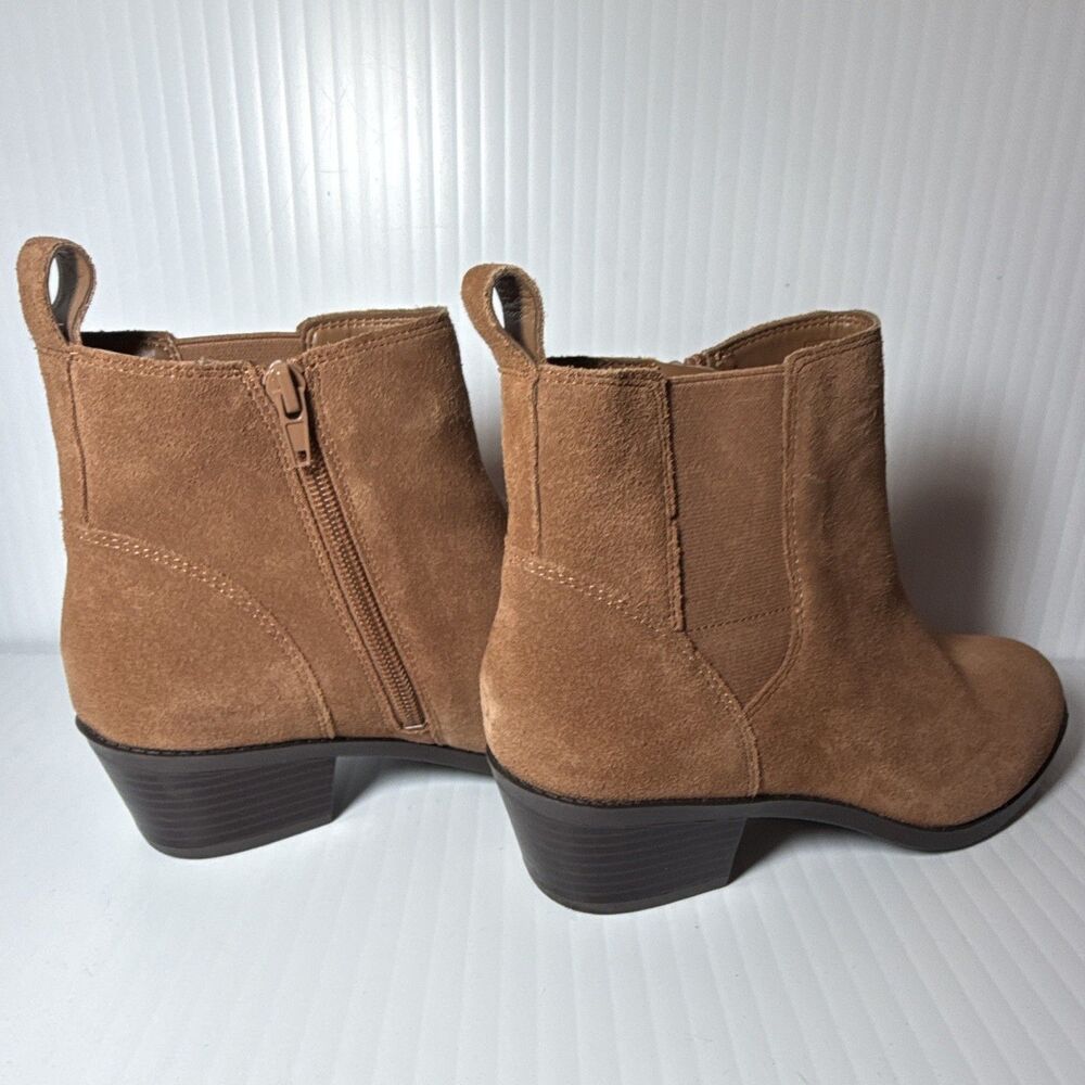 Vionic Roseland Brown Suede Ankle Bootie Round Toe Zip Elastic Gore Women's 7 M - Picture 2 of 10
